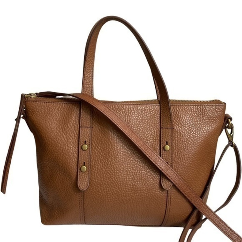 Fossil brown leather two way bag